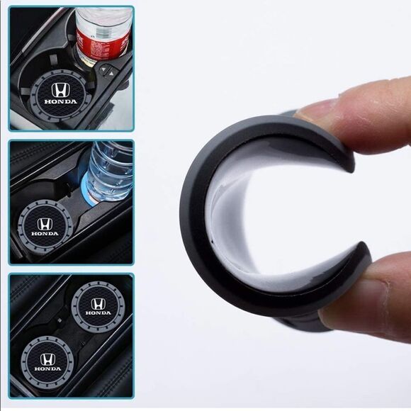 Honda car cup Coasters in black and gray. Set of 2 NWT - Picture 4 of 8